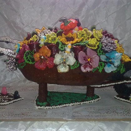 91.000 Ft  6,5 kg grillázs talicska virágokkal