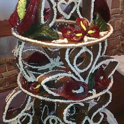 67.200 Ft   CSODÁLATOS FLAMINGÓ VIRÁGOS ESKÜVŐI TORTA 4,8 KG 